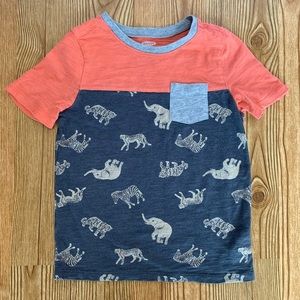 Old Navy Color Block Safari Print Pocket Tee Boys Size 5